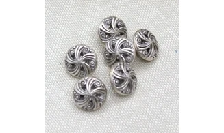 6 boutons / 12MM / Métal argent "Pieuvre