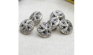 6 boutons / 12MM / Métal argent "Pieuvre