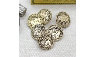 6 boutons / 22MM / Blason doré