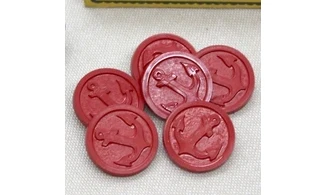 6 boutons / 22MM / Rouge "Ancre marine"
