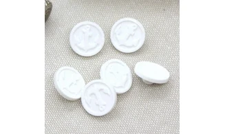 6 boutons / 14MM / Blanc "Ancre marine"