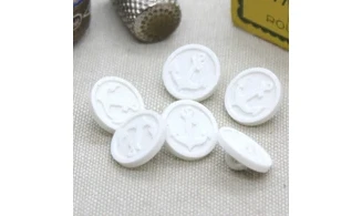 6 boutons / 14MM / Blanc "Ancre marine"