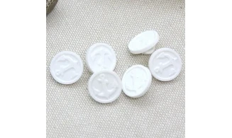 6 boutons / 12MM / Blanc "Ancre marine"