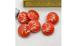 6 boutons / 22MM /Verre Rouge "Mandarin"