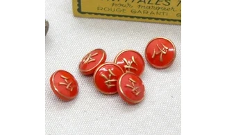 6 boutons / 14MM / Verre Rouge "Mandarin