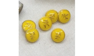 6 boutons / 14MM / Verre Jaune "Mandarin