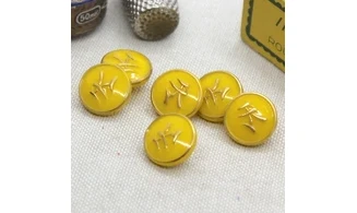 6 boutons / 14MM / Verre Jaune "Mandarin