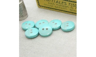 6 boutons / 15MM / Bleu "4 lignes"
