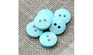 6 boutons / 15MM / Bleu "4 lignes"