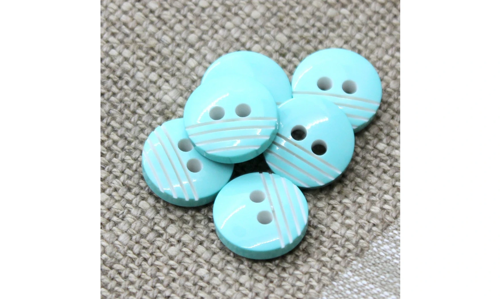 6 boutons / 15MM / Bleu "4 lignes"