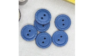 6 boutons / 19MM / Bleu "Cuir"