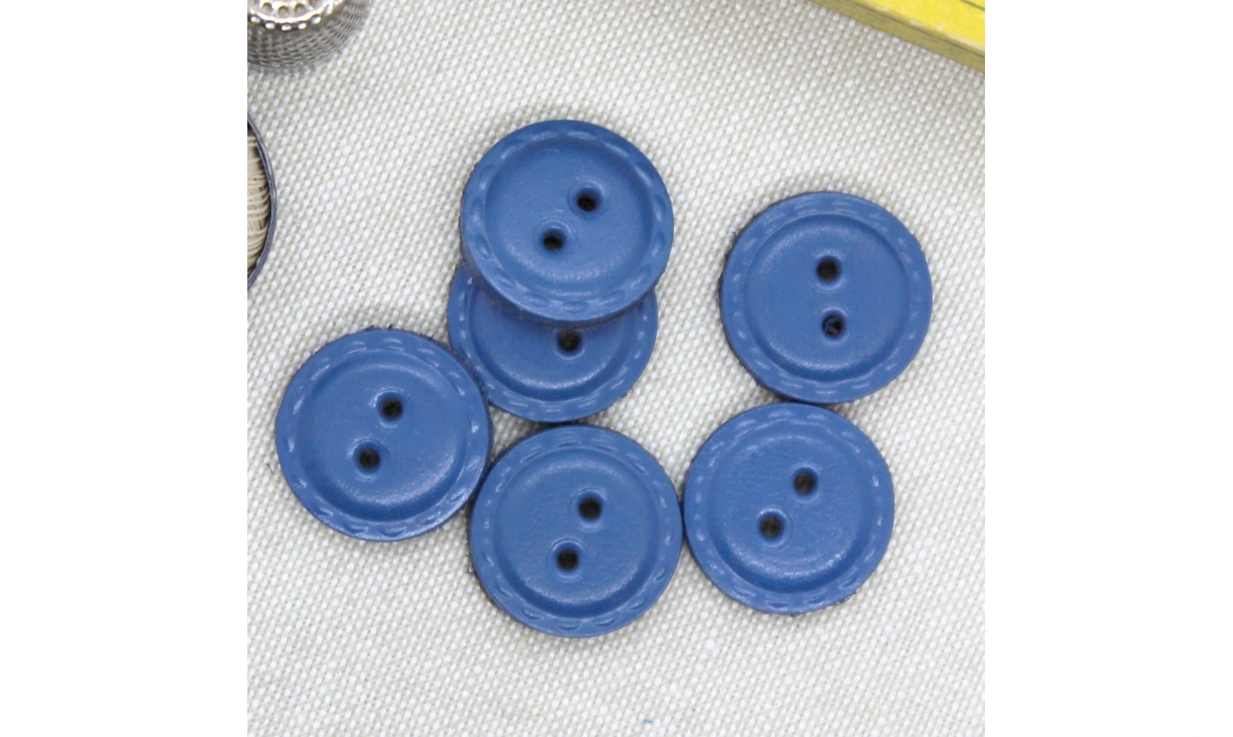 6 boutons / 19MM / Bleu "Cuir"