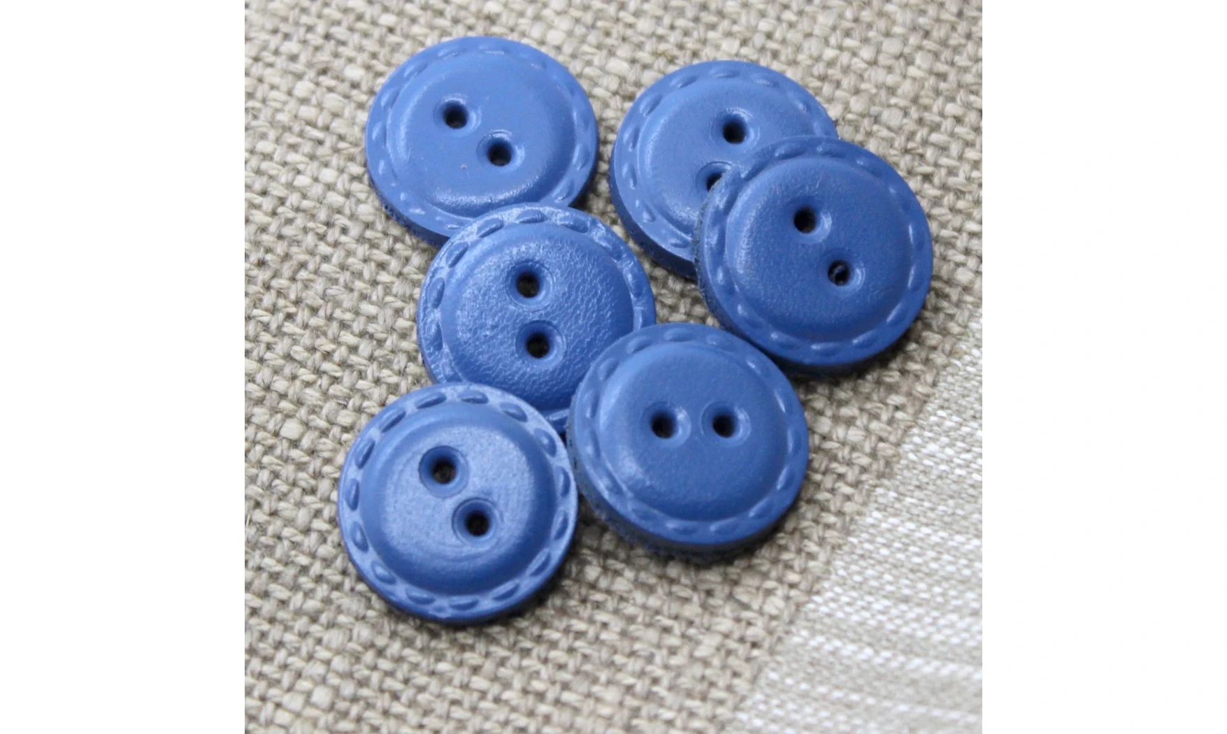 6 boutons / 19MM / Bleu "Cuir"