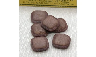 6 boutons / 19MM / Brun "Coussin carré"