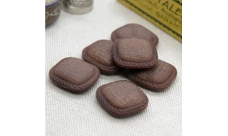6 boutons / 19MM / Brun "Coussin carré"