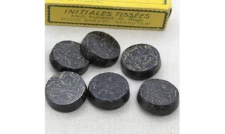 6 boutons / 25MM / Noir et filaments Or