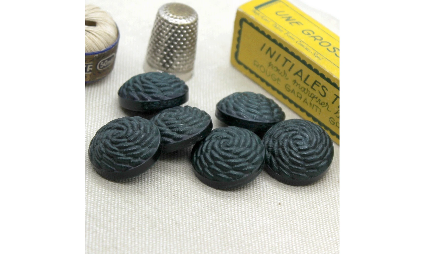 6 boutons / 22MM / Vert "Spirale"