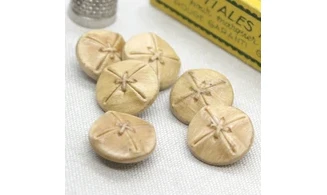 6 boutons / 19MM / Beige "Cuir"