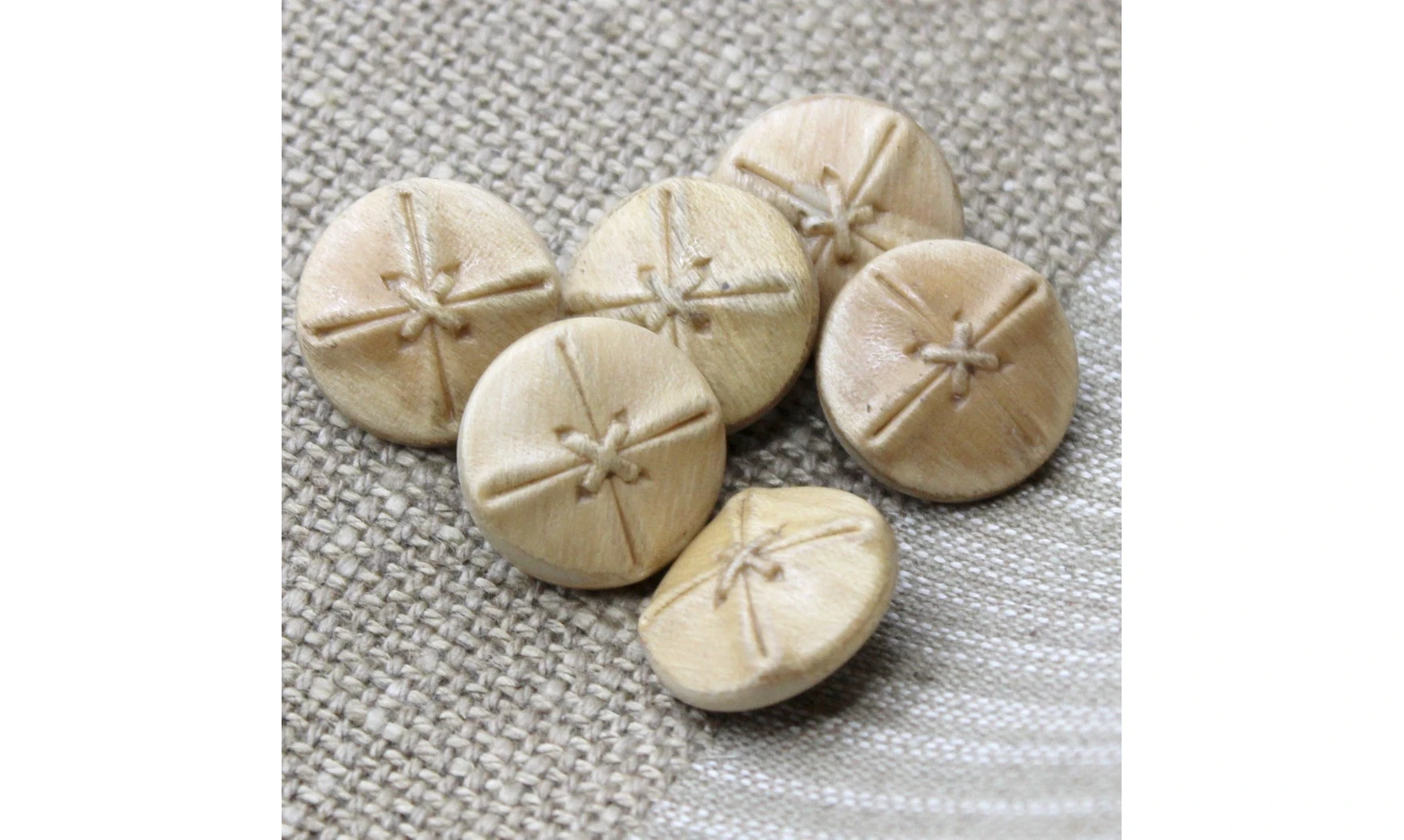 6 boutons / 19MM / Beige "Cuir"