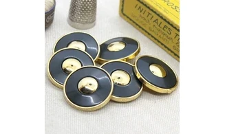 6 boutons / 25MM / Noir et centre or
