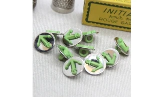 10 boutons / 14MM / Argenté "Ancre verte