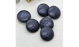 6 boutons / 23MM / Bleu marine "Cuir"