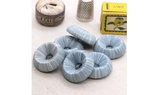 6 boutons / 27MM / Bleu gris "Fibres"