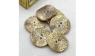 6 boutons / 27MM / Doré "Ondulations"
