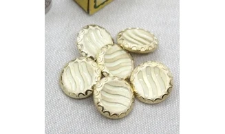 6 boutons / 19MM / Doré "3 vagues"