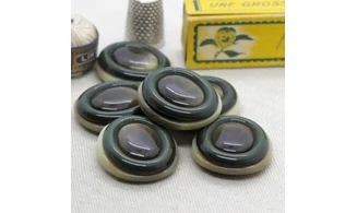 6 boutons / 30MM / Ovale vert "Olive"