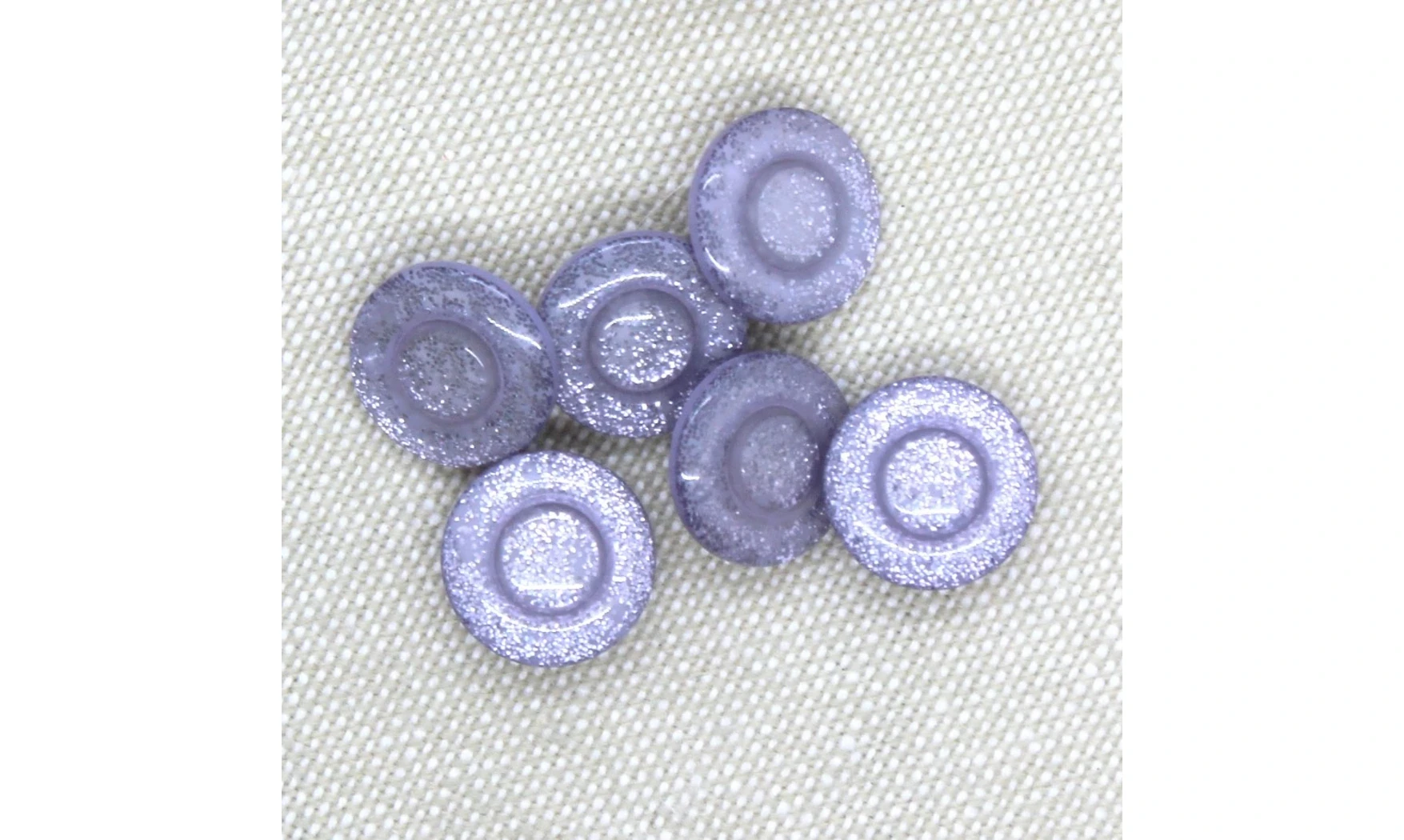 6 boutons / 12MM / Violet "Paillettes"