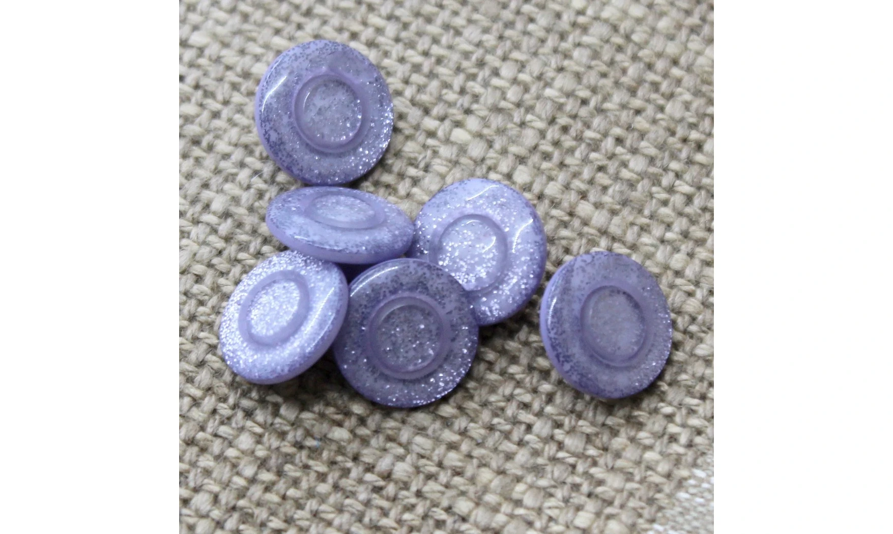 6 boutons / 12MM / Violet "Paillettes"