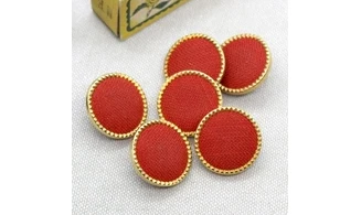 6 boutons / 21MM / Rouge et Contour or