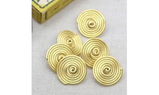 6 boutons / 22MM / Métal doré "Spirale"