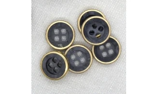 6 boutons / 18MM / Noir et Contour or