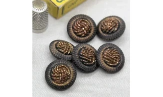 6 boutons / 22MM / Verre Brun "Perles"