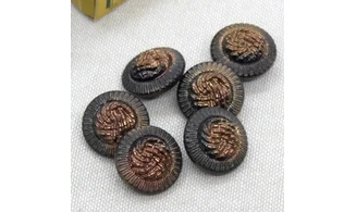 6 boutons / 18MM / Verre Brun "Perles"