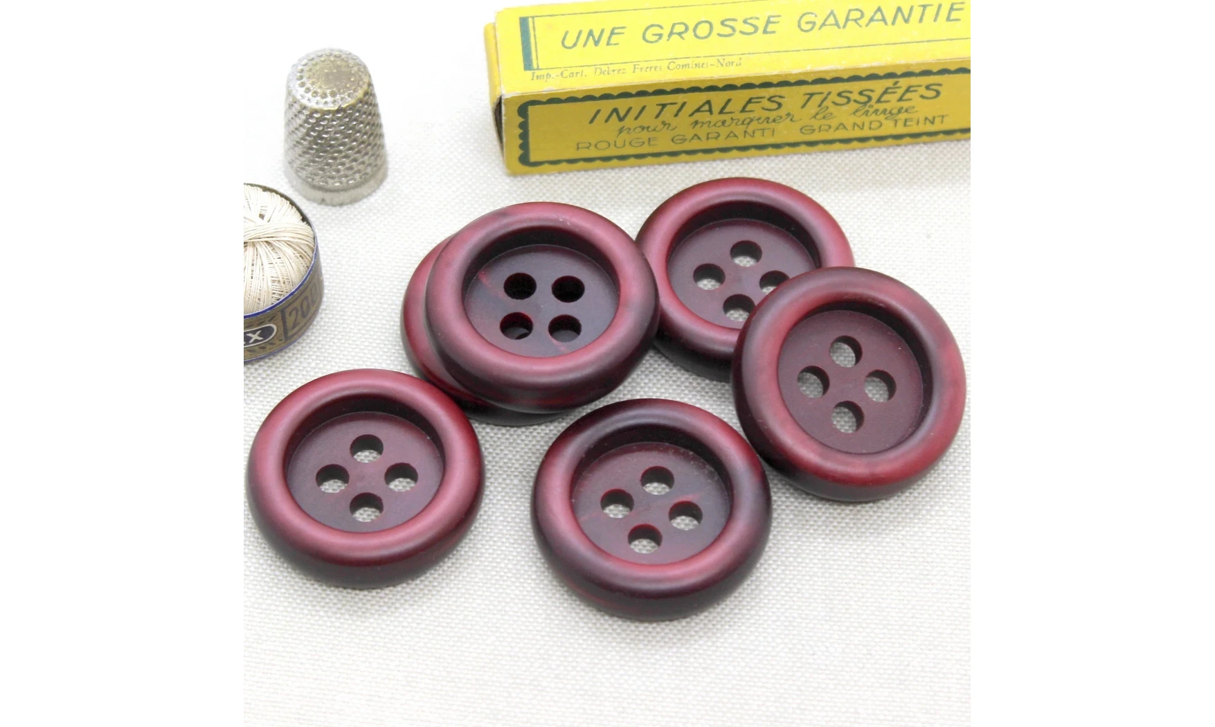 Boutons VINTAGE / 35MM / Rouge Bordeaux