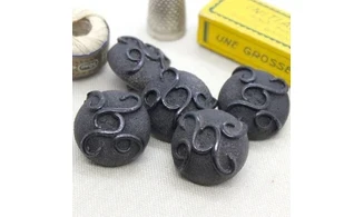 5 boutons / 25MM / Noir "Arabesques"