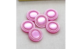 6 boutons / 18MM / Rose nacré "Pointillé