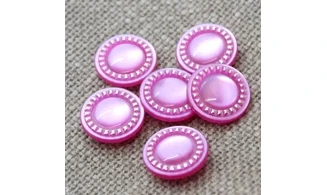 6 boutons / 18MM / Rose nacré "Pointillé