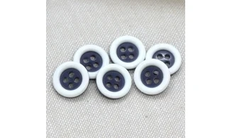 6 Boutons / 14MM / Bleu marine et blanc
