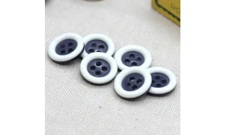 6 Boutons / 14MM / Bleu marine et blanc