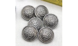 6 boutons / 25MM / Métal "Monogramme"