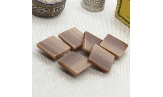6 boutons / 15MM / Brun "Carré"