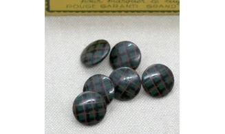 6 boutons / 14MM / Vert "Ecossais"