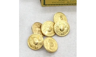 6 boutons / 16MM / Métal doré "Drapeau"