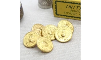 6 boutons / 16MM / Métal doré "Drapeau"