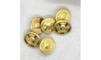 6 boutons / 16MM / Métal doré "Drapeau"