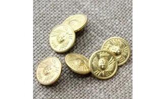 6 boutons / 16MM / Métal doré "Drapeau"